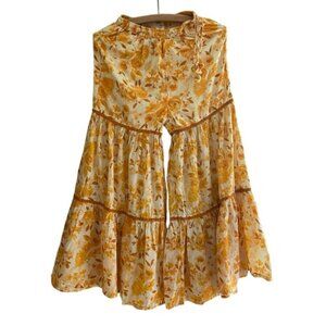 Unknown Brand Hippie Boho Wide Leg Flare Yellow Floral Pants Child Size 12-13